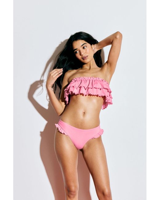 Monki Pink Frilled Bikini Briefs