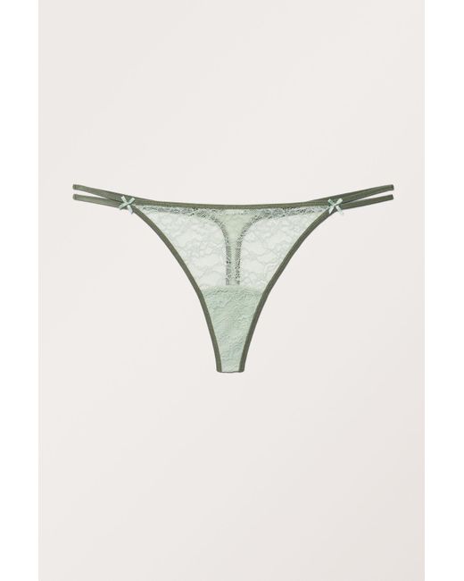 Monki Natural Contrast Low Waist Lace Thongs
