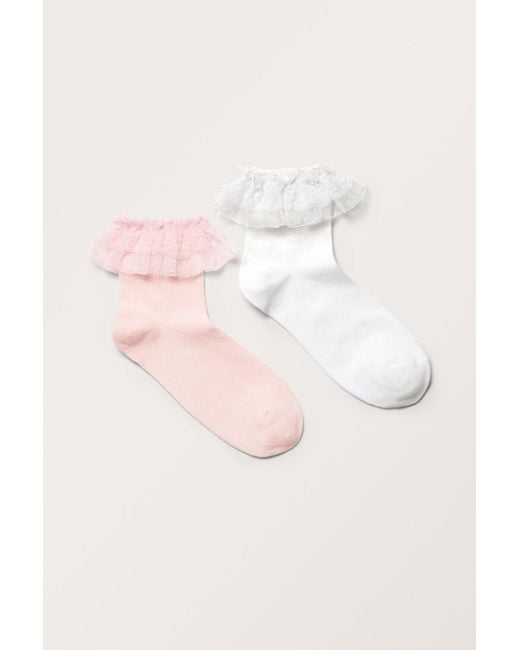 Monki Pink 2-pack Frill Socks
