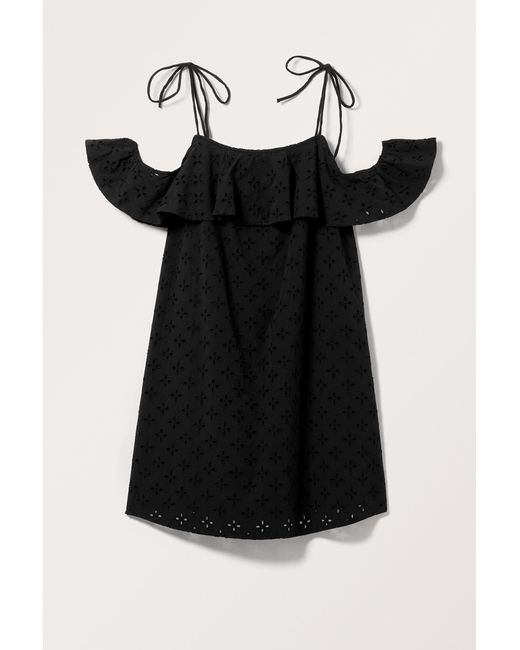 Monki Black Mini Off-shoulder Babydoll Dress