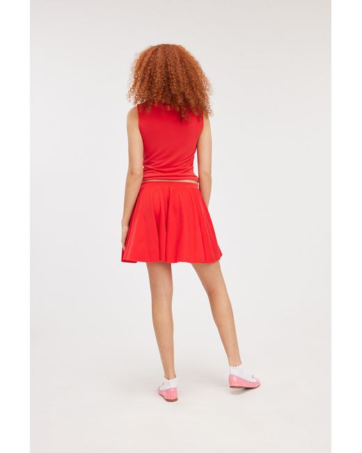 Monki Red Short Pique Skirt