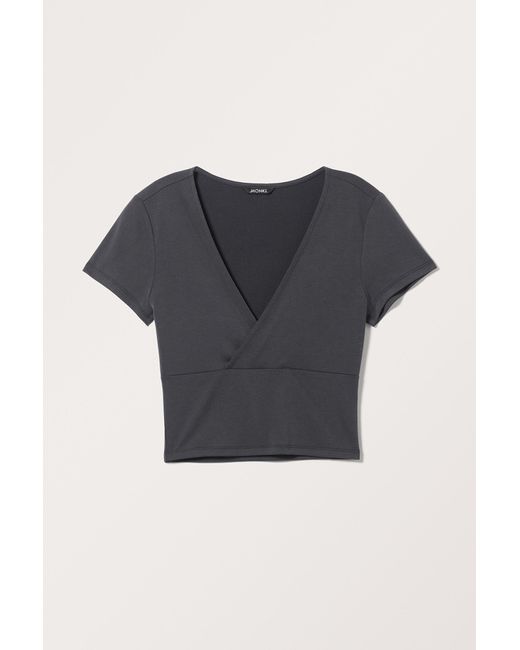 Monki Black Cropped Fitted Modal Top