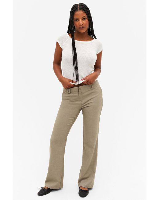Monki Natural Low Waist Tailored Bootcut Trousers