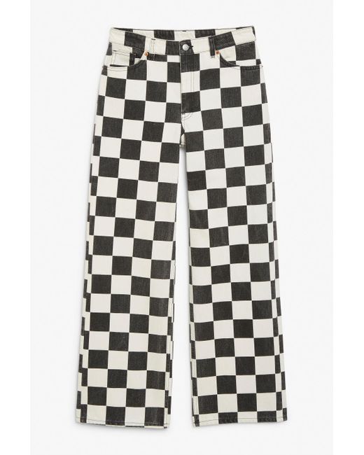 Monki Denim Yoko Checkerboard Jeans 