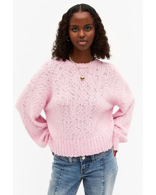Monki Structured Knit Sweater in Pink
