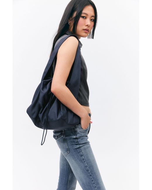 Monki Blue Rectangular Drawstring Shoulder Bag