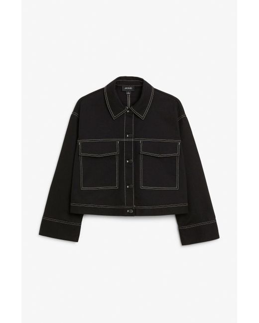 Monki Black Cropped Contrast Stitch Jacket
