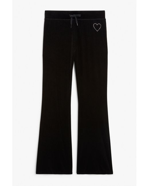 Monki Black Soft Velvet Trousers