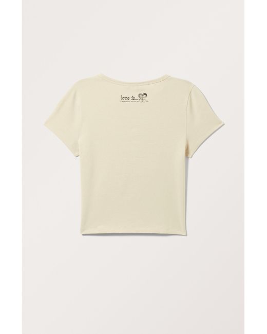 Monki White × Love Is... Cropped Printed T-shirt