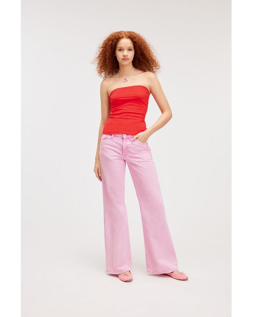 Monki Red Smooth Fitted Tube Top