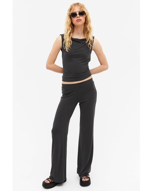 Monki Wide Leg Super-soft Trousers in Black | Lyst Canada