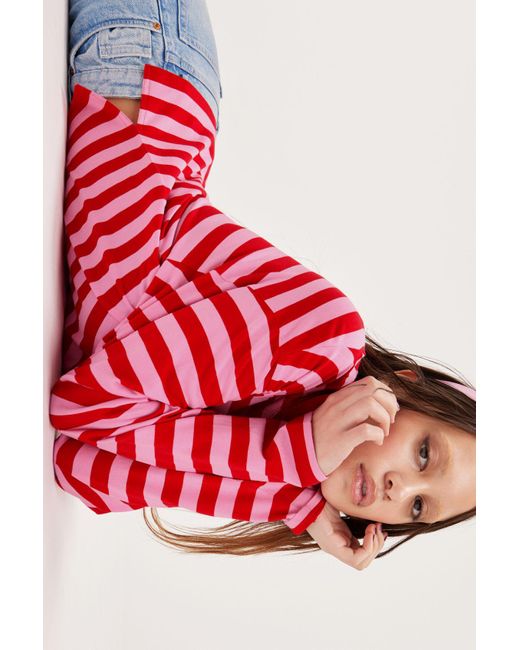 Monki Red Soft Long-sleeve Top