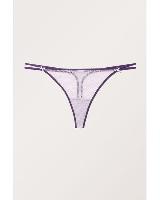 Monki Natural Contrast Low Waist Lace Thongs