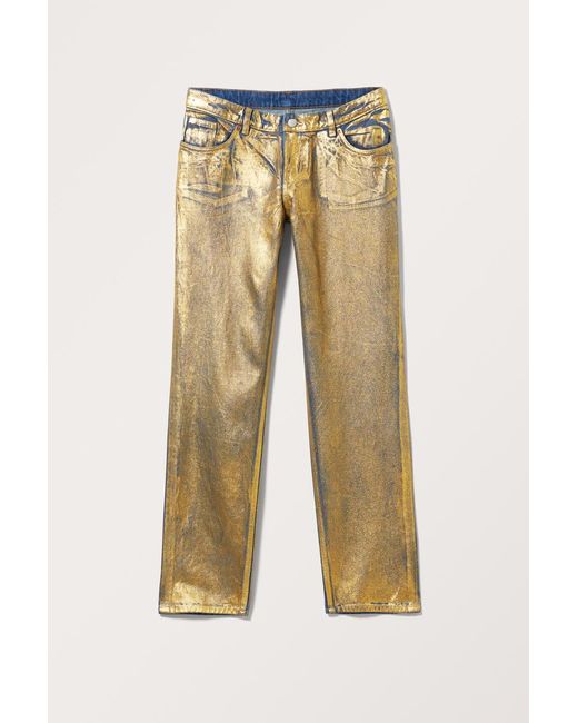 Monki Multicolor Moop Goldene Jeans Mit Mittlerer Bundhöhe