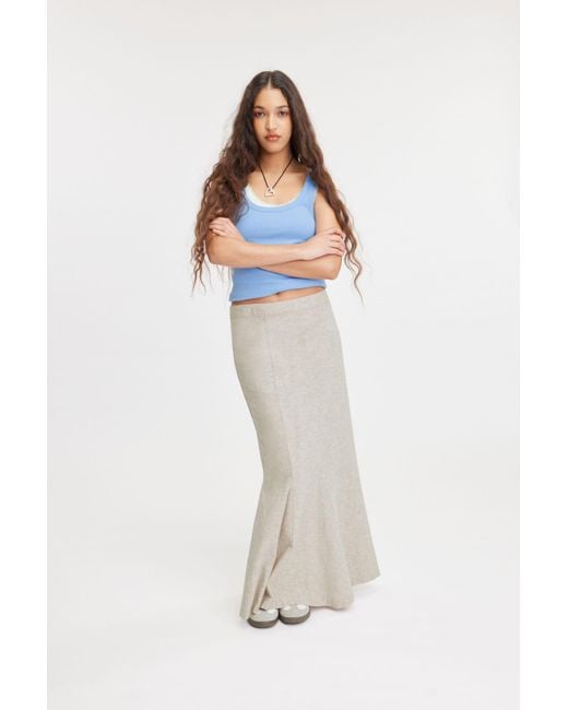 Monki Brown Linen Blend Maxi Mermaid Skirt