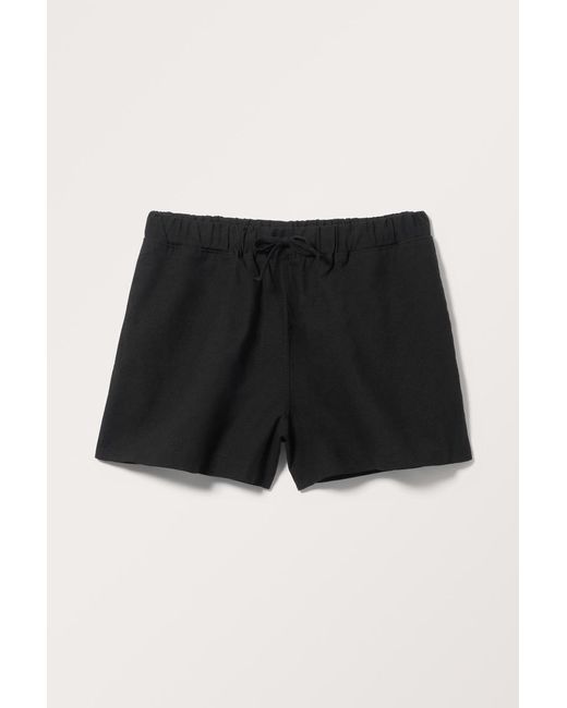 Monki Black Mini-Shorts Aus Leinenmischung