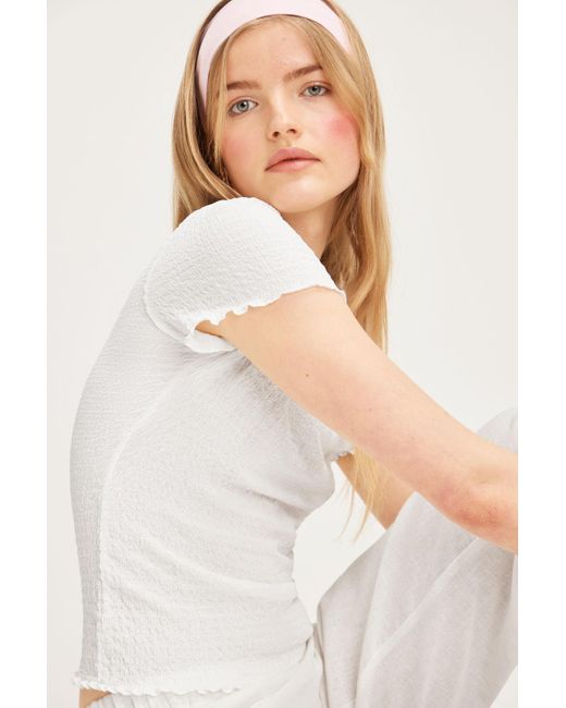Monki White Fitted Smock Top