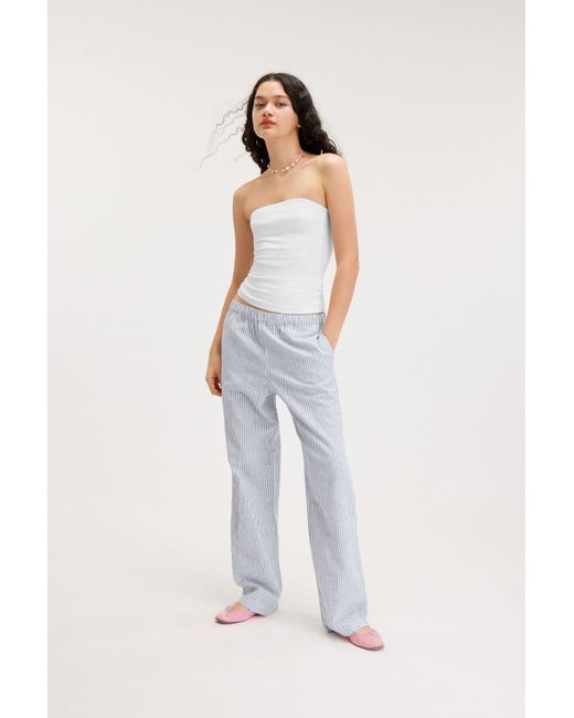 Monki Gray Relaxed Fit Linen Blend Trousers