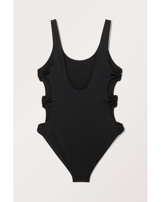 Monki Black Bow Detailed Swimsuit