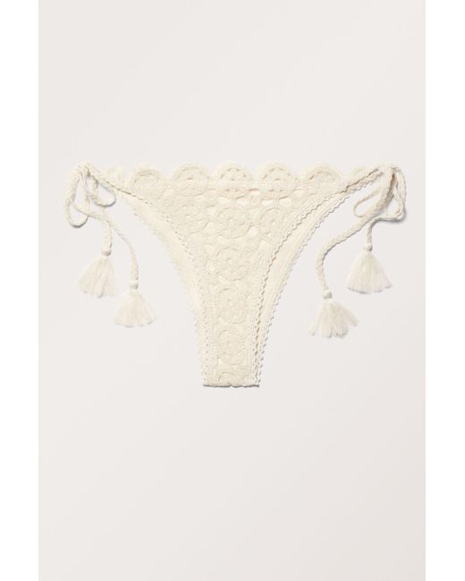Monki Natural Crochet Bikini Tanga Bottoms