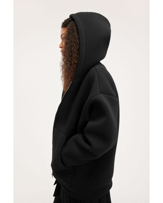 Monki Black Hooded Zip Scuba Jacket
