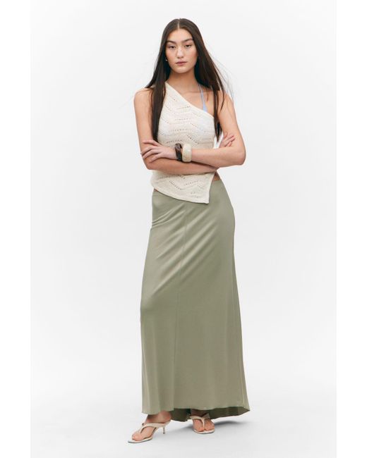 Monki Green Flowy High-Low Maxi Skirt