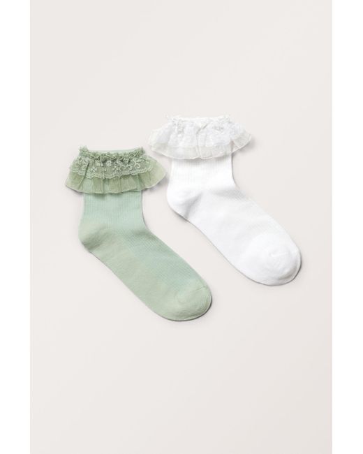 Monki Green 2-pack Frill Socks