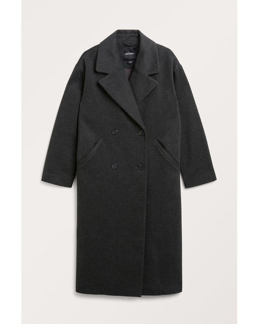 Monki Black Long Double Breasted Coat