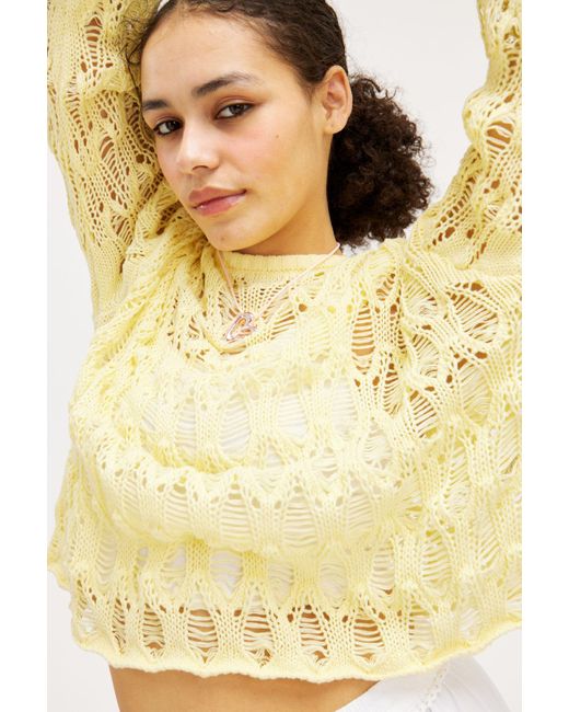 Monki Yellow Oversized Loose-knit Sweater