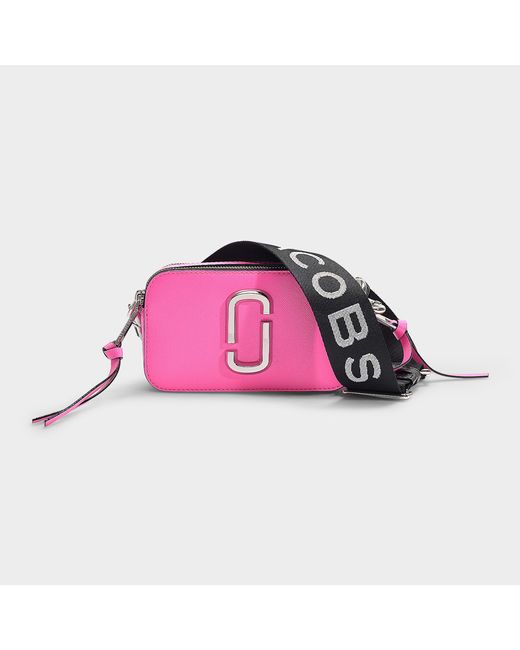 Marc Jacobs Snapshot Fluoro Bag In Bright Pink Leather With Polyurethane Coating