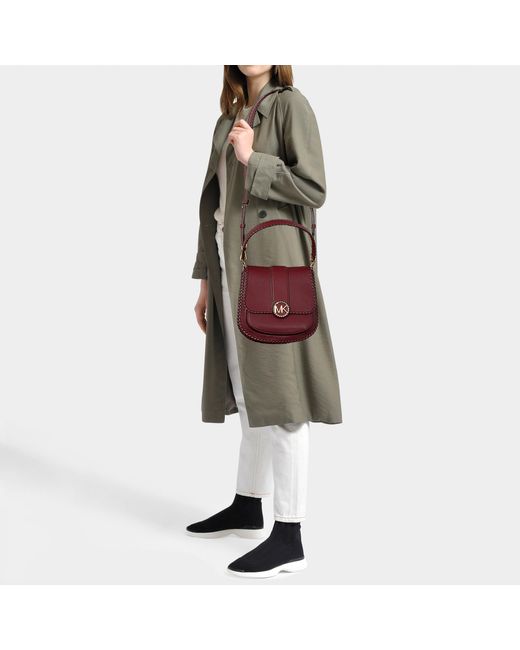 Lyst - Michael Michael Kors Lillie Medium Flap Bag Messenger Bag In Burgundy Calfskin - Save 55 ...