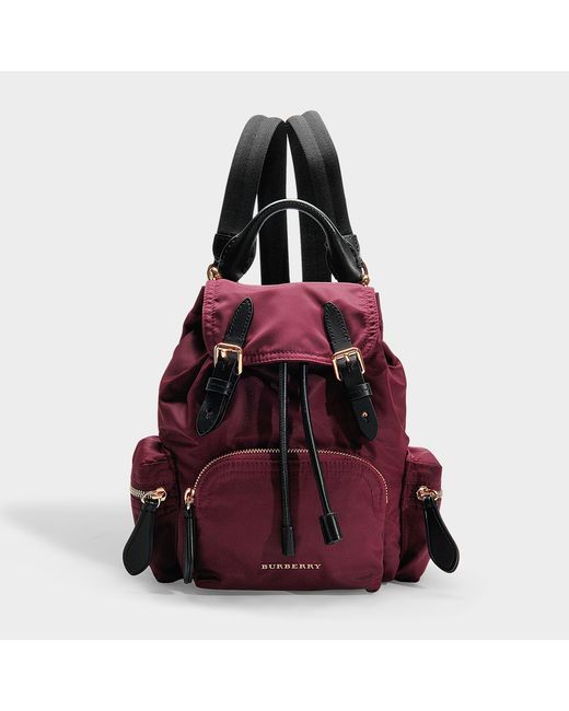 Burberry Multicolor The Rucksack Small Backpack In Burgundy Nylon