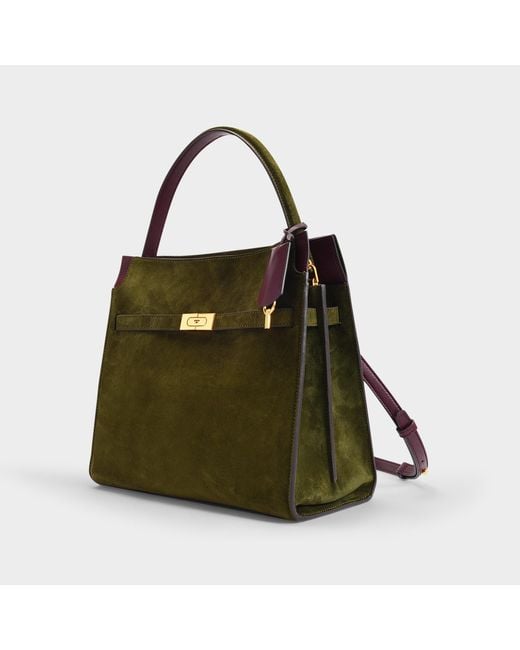 Tory Burch Lee Radziwill Piped Double Bag in Green