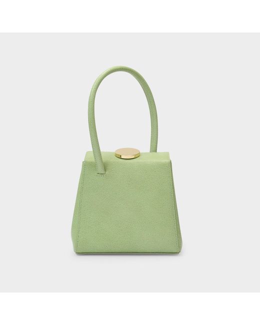Little Liffner Handbag Mademoiselle In Pistachio Green Lizard Embossed Leather