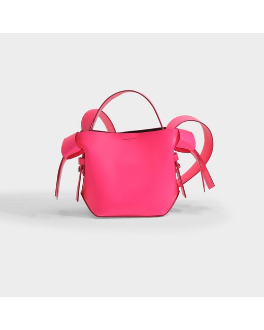 Acne Musubi Micro Bag In Bright Pink Leather