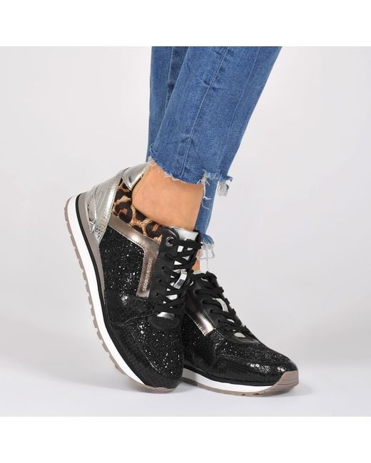 MICHAEL Michael Kors Black Billie Glitter Sneakers