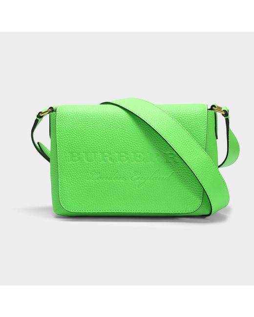 Burberry Small Burleigh Crossbody Bag In Neon Green Grained Calfskin