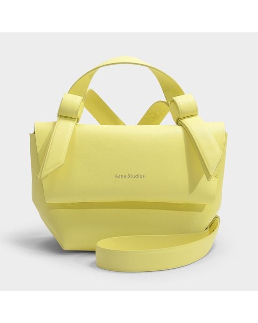 Acne Multicolor Musubi Milli Pale Yellow Small Leather Handbag
