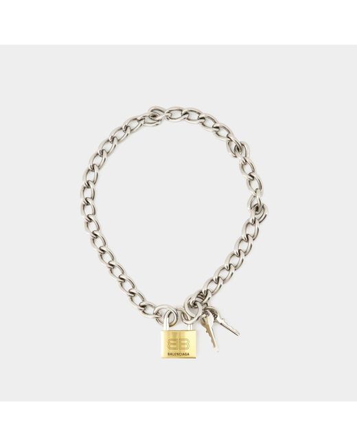Balenciaga Metallic Locker Necklace