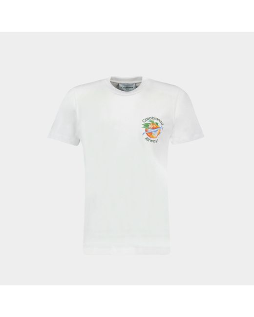 CASABLANCA White Orbite Autour De L'orange Screen Printed T-shirt for men