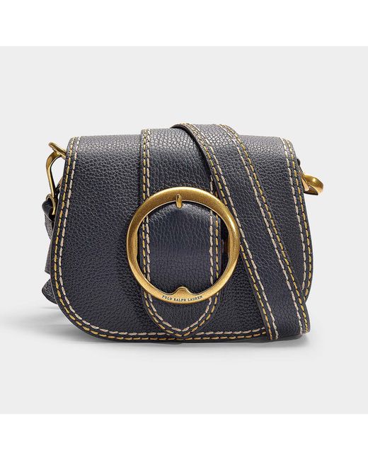 Polo Ralph Lauren Blue Lennox Medium Saddle Crossbody Bag In Navy Calfskin