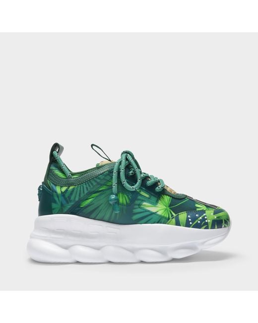 Versace Green Jungle Print Chain Reaction Sneakers
