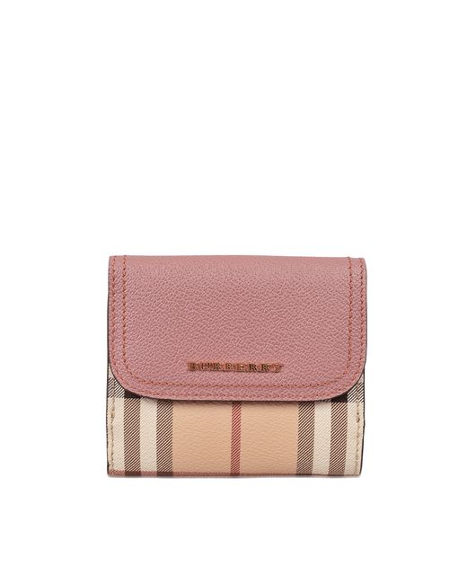 Burberry Pink House Check Luna Flap Wallet