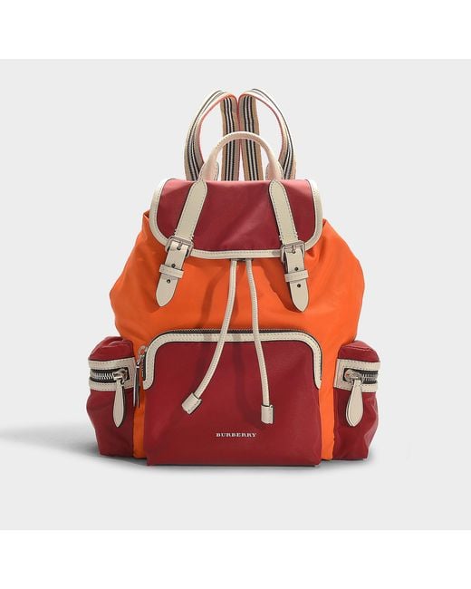 Burberry Multicolor The Rucksack Medium Casual Backpack In Red Parade Nylon