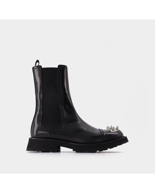 Alexander McQueen Black Ankle Boots With Studs for men