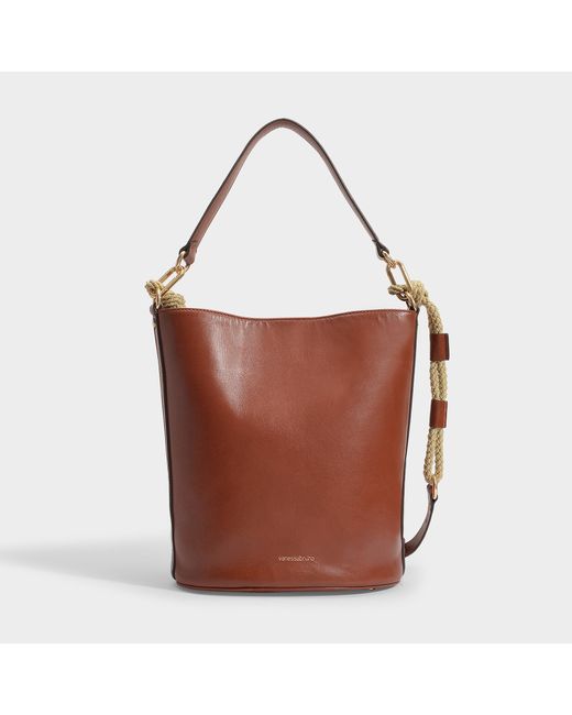 Vanessa Bruno Brown Holly Bucket Bag In Cognac Leather