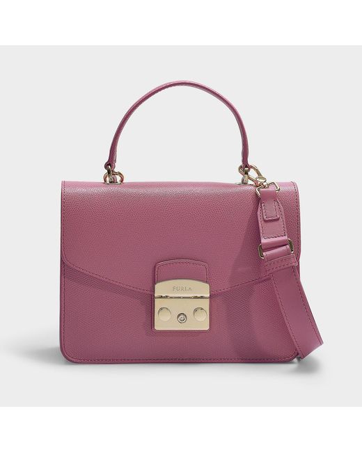 Furla Pink Metropolis S Top Handle Bag In Azalea