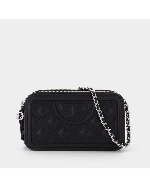 Tory Burch Leather Fleming Double-zip Mini Bag in Black | Lyst Canada