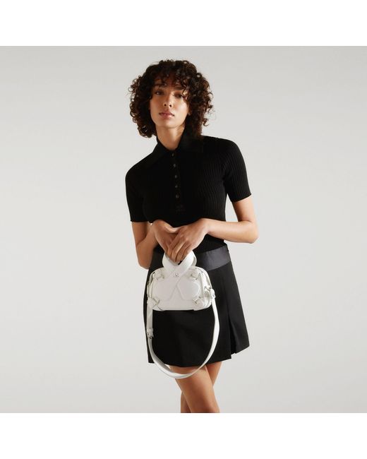 Loop Leather Shoulder Bag in Black - Courreges