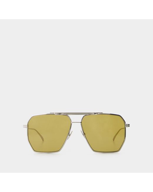 Bottega Veneta Yellow Bv1012s Sunglasses - - Silver/brown - Metal for men